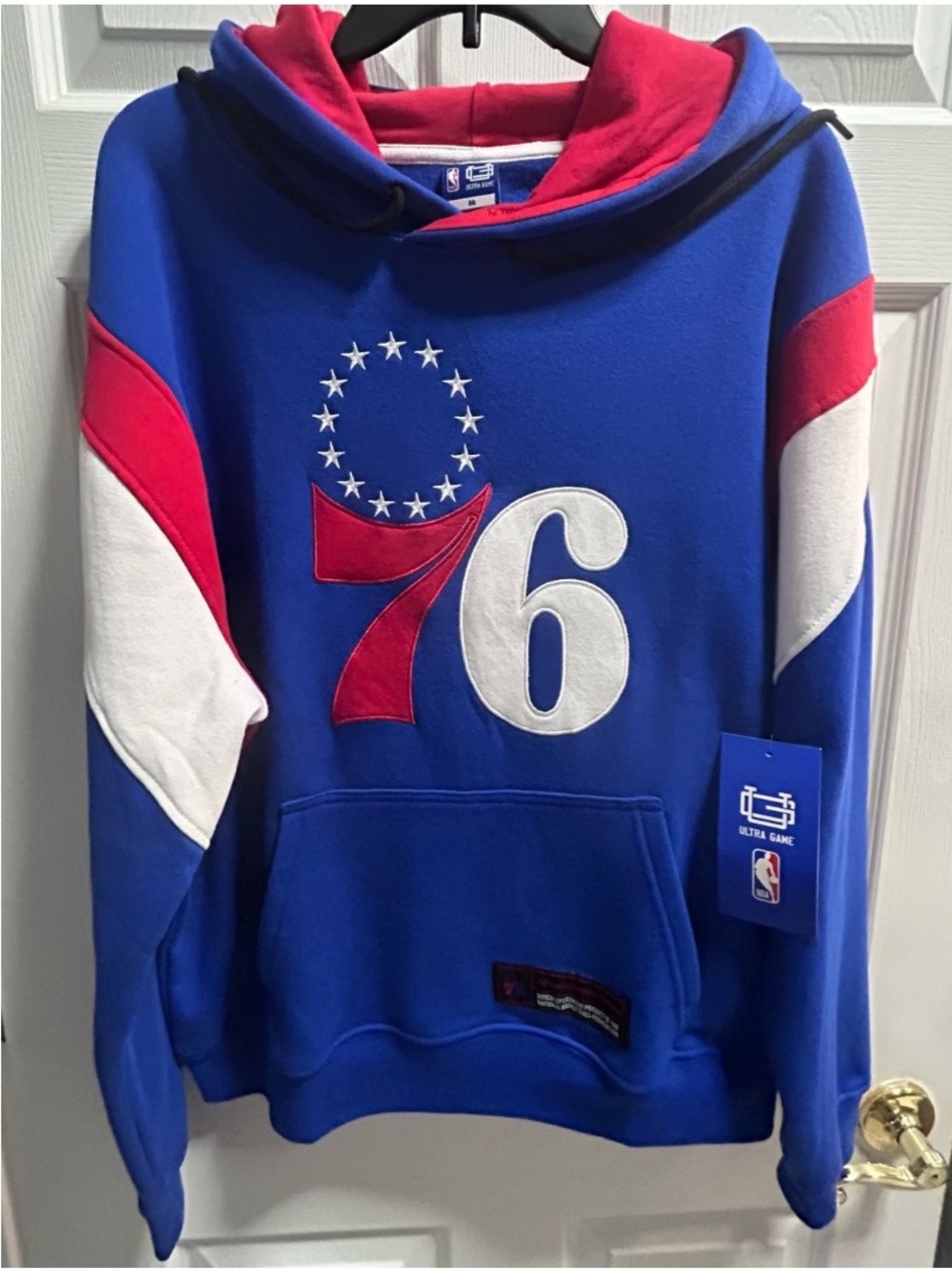 NBA Philadelphia 76ers Hoodie Red and White Sleeve - Size M NWT